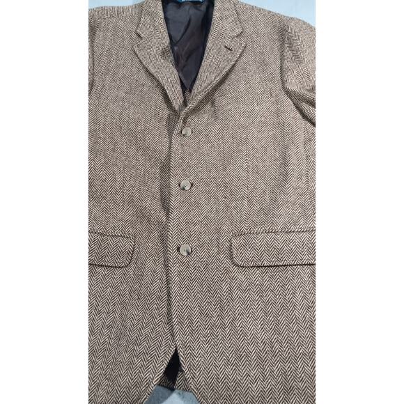 Vintage Polo Ralph Lauren Lambswool Alpaca Herringbone Blazer L Brown macau - Picture 4 of 8